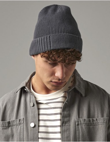 BEE-B438N-Organic Cotton Engineered Patch Beanie